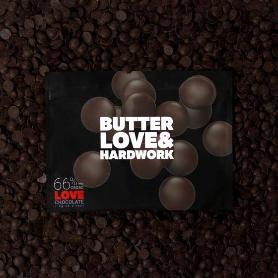 Butter Love & Hard Work Love 66% Dark Chocolate from the Or Noir Laboratory